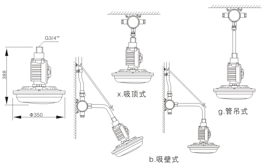 免維護(hù)節(jié)能防爆燈尺寸圖