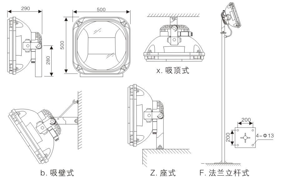 節(jié)能防爆泛光燈尺寸圖