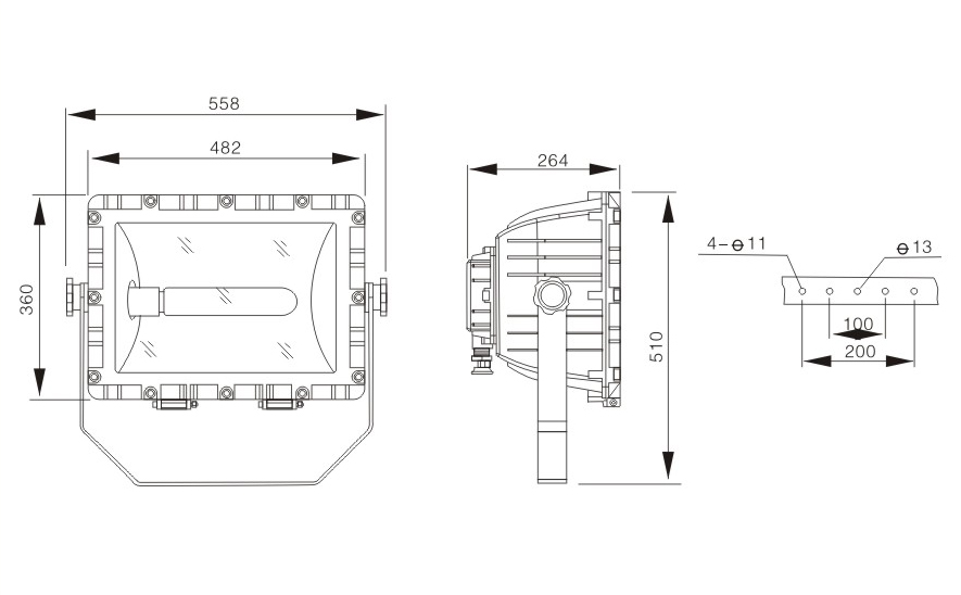 免維護(hù)節(jié)能防爆泛光燈尺寸圖